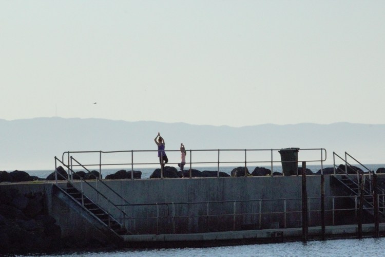 Bec and Jess doing Yoga Point Lowly